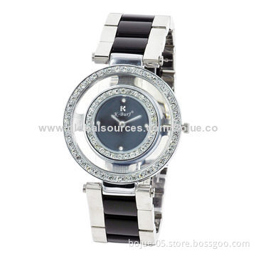 Ladies fashion jewelry watches with double ring set auger